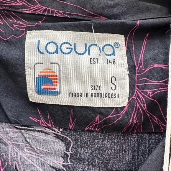 New Laguna Button-up Shirt Men's Size S Black Purple Beach Short Sleeve - Picture 4 of 7